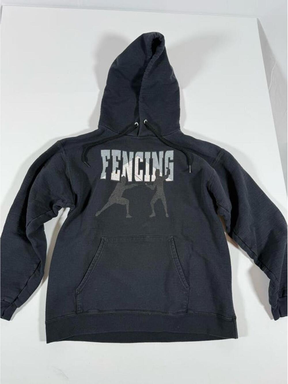 Black Fencing Graphic Hoodie Sweatshirt Size S